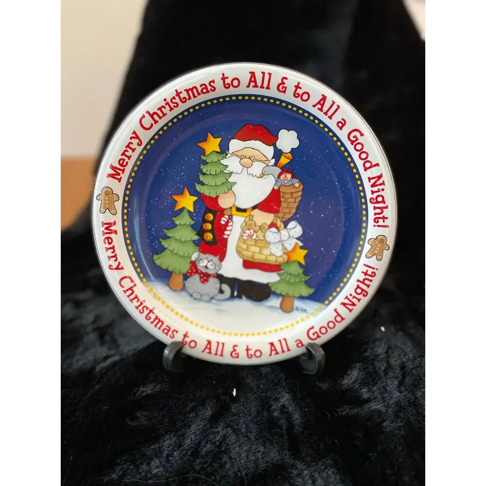 Kris Kringle and Critters Display Plate and Stand Santa Cookie Plate